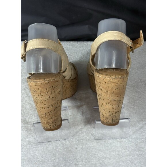 Born Marly’s Cream Leather Cork Wedge 4.5”Heels  Sz 10 - Picture 4 of 7